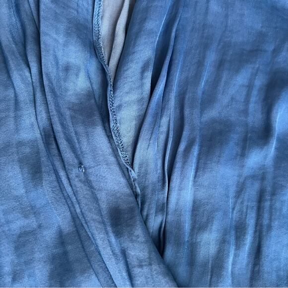 Free People Women’s Aida Collared Long Sleeve Silky Cobalt Blue Shirt Maxi Dress - Picture 13 of 15